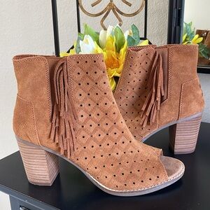 Toms Suede Peep Toe Booties